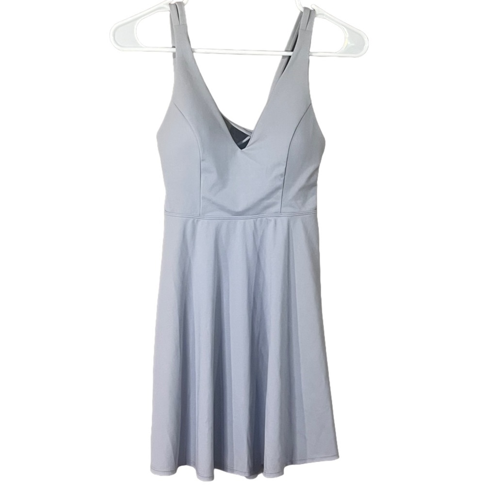 Tennis dress, open back with straps, stretchy, light grey, size extra small (XS)